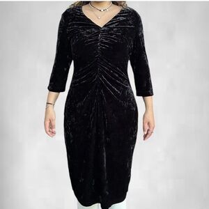 Vintage Julian Taylor Crushed Purple Velvet 90s Y2K Dark Romantic Midi Dress